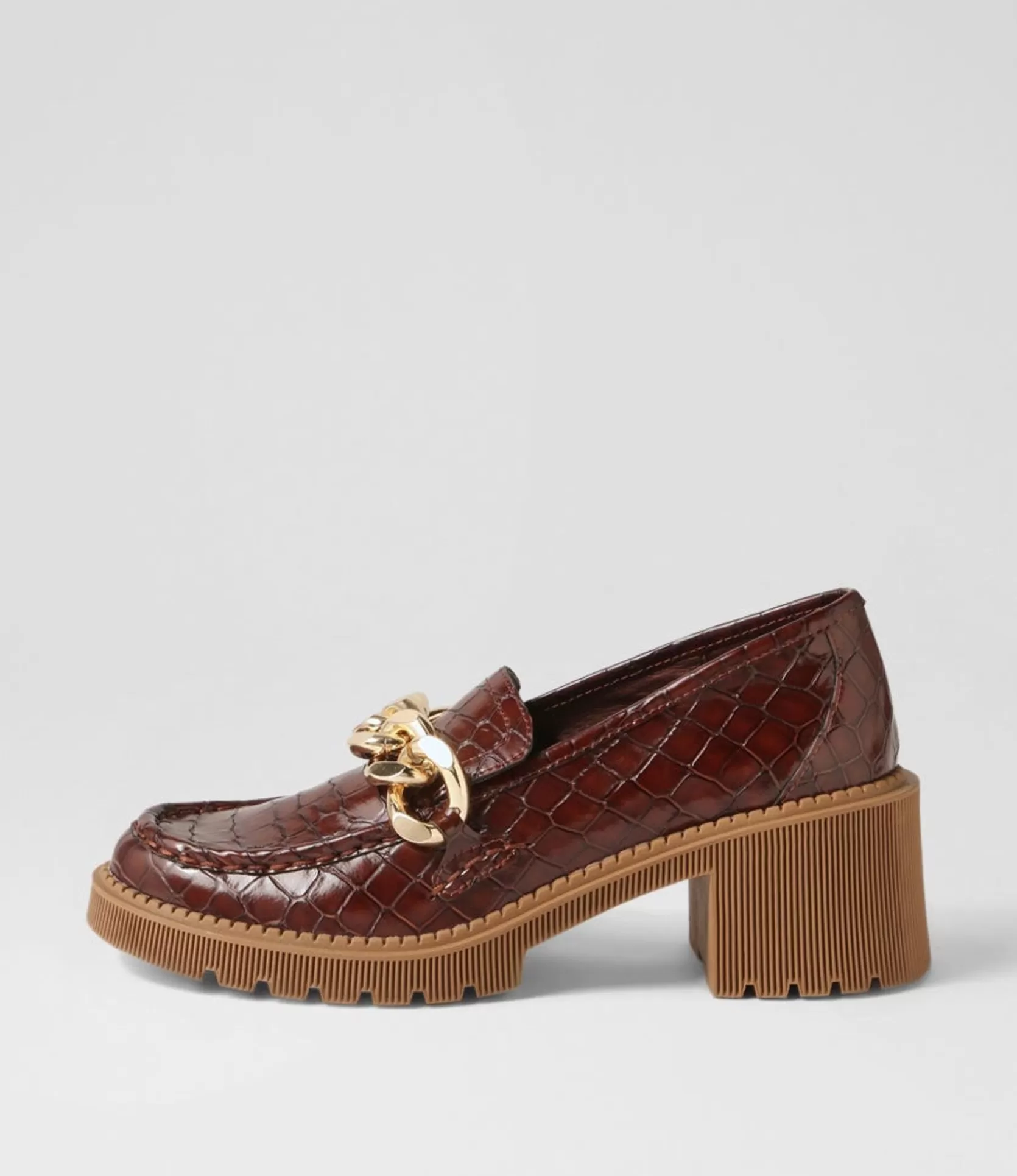 Shop Zuzu Nutmeg Croc Leather Heels Women Loafers
